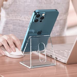 [Australia - AusPower] - KTRIO Cell Phone Stand, Acrylic Phone Holder for Desk, Clear Phone Stand, Dock, Cradle Compatible with iPhone 13 Pro Max 11 12 XR 7 8 Plus, Samsung Galaxy, Google Pixel, Home Office Desk Accessories Acrylic Clear 