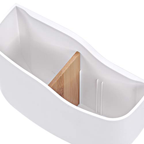 [Australia - AusPower] - SUNFICON Adhesive Remote Control Holder Wall Mount Media Player Controller Holder Universal TV Remote Organizer Caddy Box Tray Hollow Bottom Slot Easy Phone Charging Home Office Desk Nightstand White 
