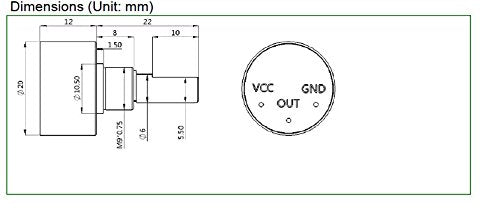 [Australia - AusPower] - 360 Degree Tiny Size 20mm Contactless Digitized Potentiometer Angle Encoder Sensor 0-5v Output 6 mm Shaft 