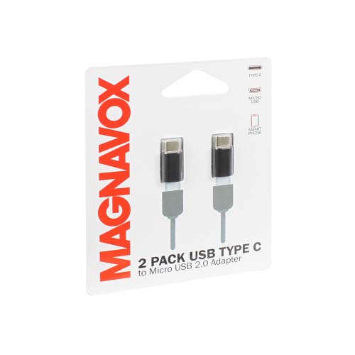 [Australia - AusPower] - Magnavox MC4010 USB Type C (Male) to Standard Micro USB (Female) 2.0 Adapter | Pack of 2 | Backwards Compatible with USB 1.1/1.0 | Charge Mobile Devices, Sync and Transfer Data | 