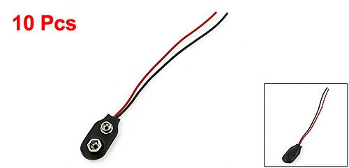 [Australia - AusPower] - uxcell A13110100ux0258 Snap 9V (9 Volt) Battery Clip Connector I Type Black W Cable (Pack of 10) 