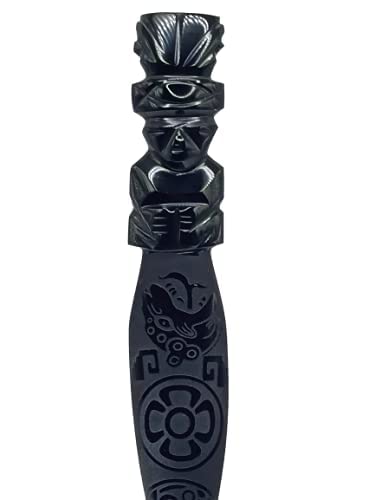 [Australia - AusPower] - 7.6" Black Obsidian Letter Opener, Polished Engraved, Figurine, Paperweight Stone (Colonial) 