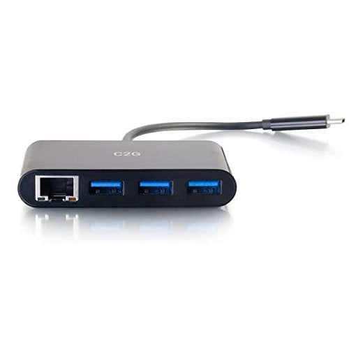 [Australia - AusPower] - C2G USB Adapter, USB Hub, Ethernet Adapter with Power, 3 Port, Black, Cables to Go 29747 3-Port 