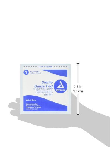 [Australia - AusPower] - Medique Gauze Pad, Sterile, 12 Ply Cotton, PK25, 62073, 4" x 4" 4" x 4" 
