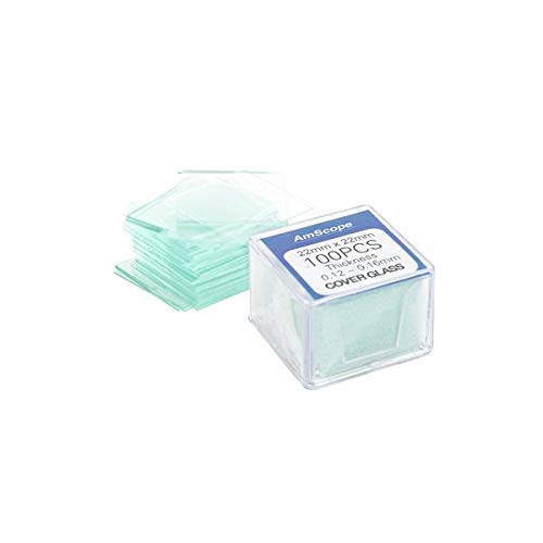 [Australia - AusPower] - AmScope BS-50P-100S-22 Pre-Cleaned Blank Ground Edge Glass Microscope Slides and 100pc Pre-Cleaned Square Glass Cover Slips Coverslips 