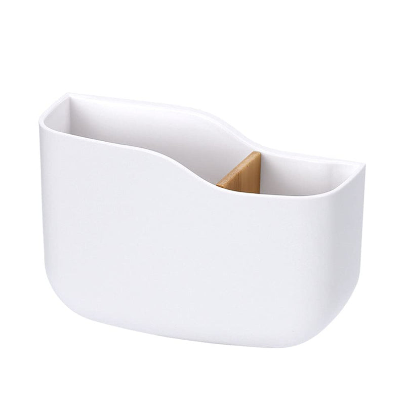 [Australia - AusPower] - LINFIDITE Adhesive Remote Control Holder Universal Controller Holder Wall Mount Storage Organizer Box No Drilling with Slot Home Office Desk Nightstand Stationery Supplies Phones Charging,White 1 PCS 