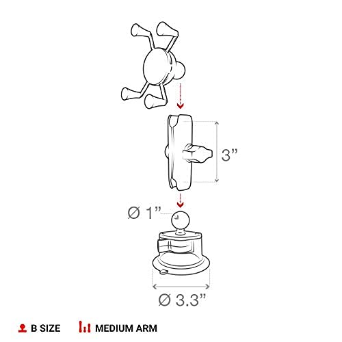 [Australia - AusPower] - RAM Mounts X-Grip Phone Mount with Twist-Lock Suction Cup Base RAP-B-166-UN7U with Medium Arm for Vehicle Windshields 