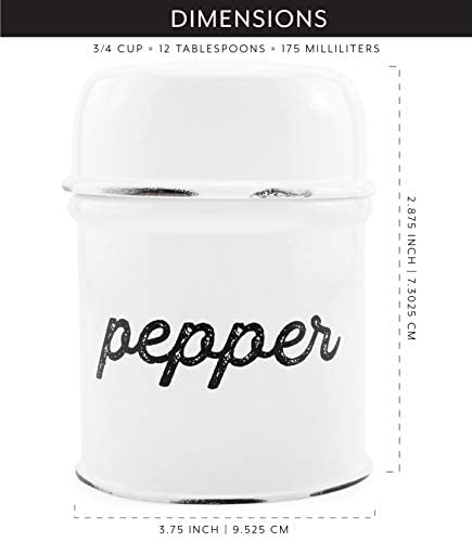[Australia - AusPower] - AuldHome Salt and Pepper Shaker Set; Rustic White Enamelware Retro Vintage Style Shaker Set 