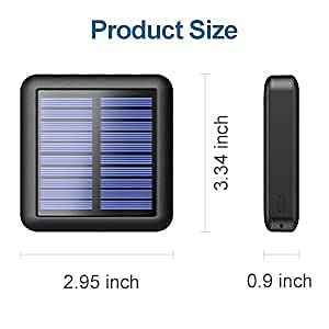 [Australia - AusPower] - Small Solar Charger,12000mAh Ultra-Compact Power Bank Built in 4 Cables,Portable Charger External Battery with 2 USB Outputs & 2 Inputs(Type-C&Micro) & LED Flashlight Compatible with All Phone (Black) Black 