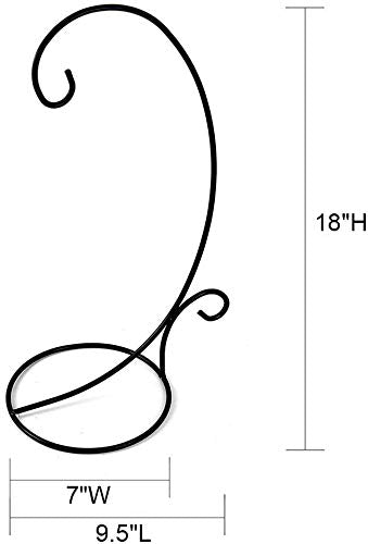 [Australia - AusPower] - Ornament Display Stand Set of 2, Black Metal Stand Holder Flower Pot Stand for Hanging Glass Globe Air Plant Terrarium Succulent and Witch Ball 