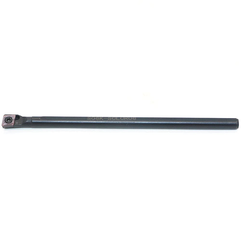 [Australia - AusPower] - S 06K SCLCR 06 Round Shank Boring Bar with CCMT 21.51 Rhombic 80° Insert, Steel Shank, Screw Clamping, Right Hand, 95° Cutting Angle, 6mm Shank Dia, 125mm Length, 9mm Minimum Cutting Dia. S06K-SCLCR06 