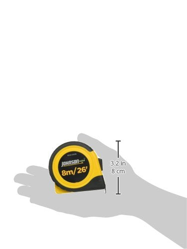 [Australia - AusPower] - Johnson Level & Tool 1828-0026 Metric/Inch Power Tape, 8m/26', Black/Yellow, 1 Tape 