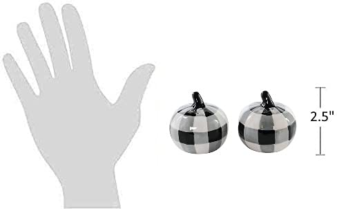 [Australia - AusPower] - Special T Imports Buffalo Check Pumpkin Salt & Pepper Shakers, White, Black, Grey, 2.5InW x 2.5InH 