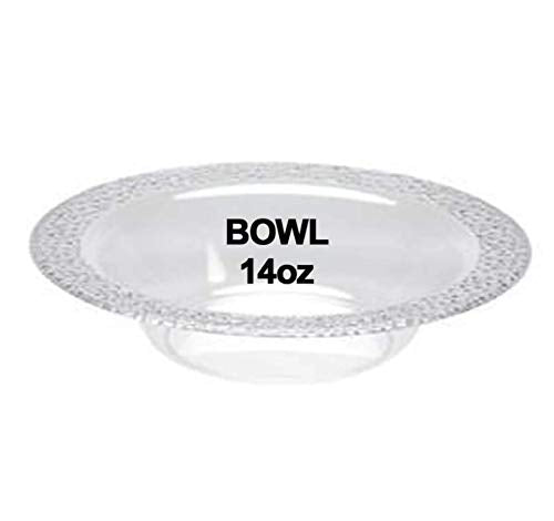 [Australia - AusPower] - Lillian Tablesettings Plastic Bowl-14 oz | Clear Pebbled | Pack of 10 Party Bowls, 14 oz 14 oz. Bowls 