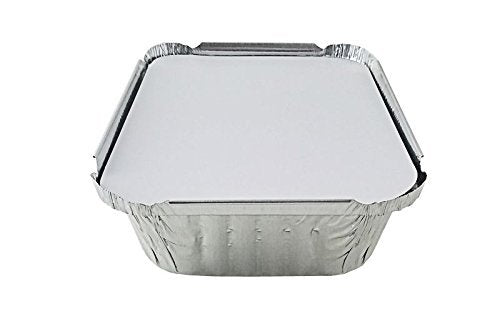[Australia - AusPower] - 50-Pack Heavy Duty Disposable Aluminum Oblong Foil Pans with Lid Covers | 100% Recyclable Tin Food Storage Tray | Extra-Sturdy Containers for Cooking, Baking, Meal Prep, Takeout 1 LB 5 x 4 x 2 