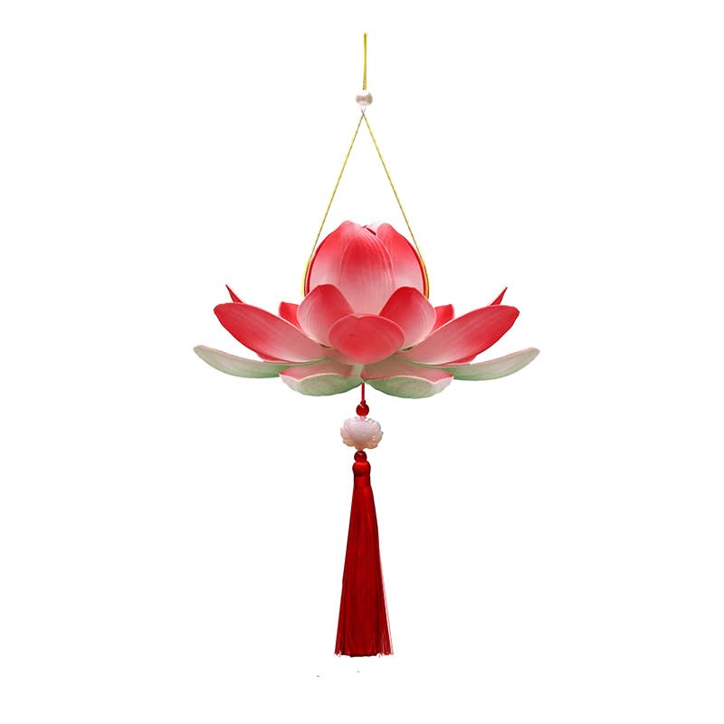 [Australia - AusPower] - Lotus Lantern Handheld Spring Festival Decor Chinese New Year Flower Lanterns DIY Artificial Lotus Lamp for Hanfu Cosplay,Wedding, Party Decoration(red) Red 