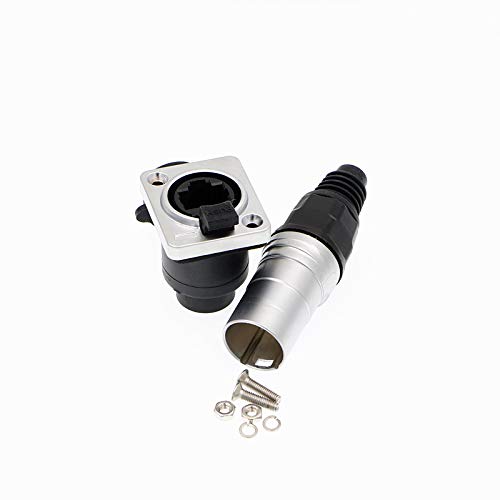 [Australia - AusPower] - Uonecn Waterproof Connectors RJ45 Female Sockets Male Plug Durable IP65 Connector Industrial Dual Panel Mount Black+Round 