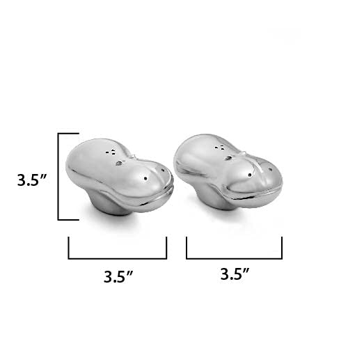 [Australia - AusPower] - Nambe - Savana Collection - Hippo Salt & Pepper Shakers - Measures at 3.5" x 3.5" - Made with Nambe Alloy - Designed by Neil Cohen 