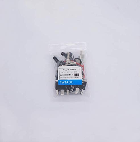 [Australia - AusPower] - TWTADE 3 Pcs Toggle Rocker Switches ON/ON 6 Pin 2 Position Latching DPDT Heavy Duty 16A 250VAC Spade Terminal Metal Bat Switch with Waterproof Boat Cap and 6.3mm Terminal Wires TEN-1321MZX-B202 