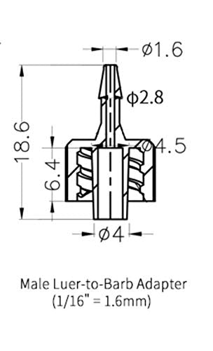 [Australia - AusPower] - RSN Lab 5X Male Luer Lock x 1/16" 1.6mm PP Hose Barb Adapter 