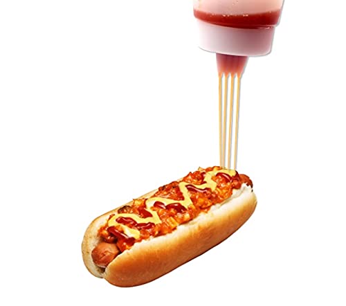 [Australia - AusPower] - ZEESOON 4 Hole Sauce Plastic Squeeze Squirt Condiment Bottles Dispenser for Ketchup Jam Mayonnaise Mustard (Medium) Medium 