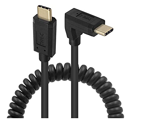 [Australia - AusPower] - Coiled USB 3.1 Type C Cable, Qaoquda 90 Degree Angle USB-C Male to USB-C Male Coiled Spring Spiral Cable, 3A 10Gbps Fast Charging, Data Extension Cable, Stretched 4FT/1.2M (M/M Up & Down) M/M Up & Down 