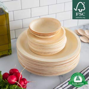 [Australia - AusPower] - EcoBuddies Wooden Bowls Disposable Round 5 Inch- 50 pcs | Eco-Friendly, Biodegradable, Compostable Bowls | Heavy-Duty Alternative to Bamboo Bowls for Wedding, Catering, Camping & Parties 