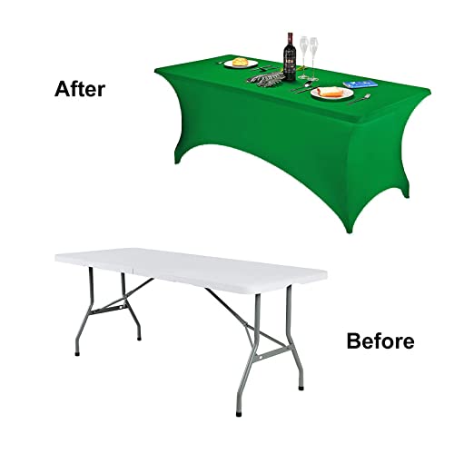[Australia - AusPower] - FORLIFE Spandex Table Covers 6ft，Fitted Tablecloth for 6ft Rectangular Tables, Stretch Patio Table Covers, Universal Spandex Table Cover for Wedding, Banquet, Party (6ft, Emerald) 