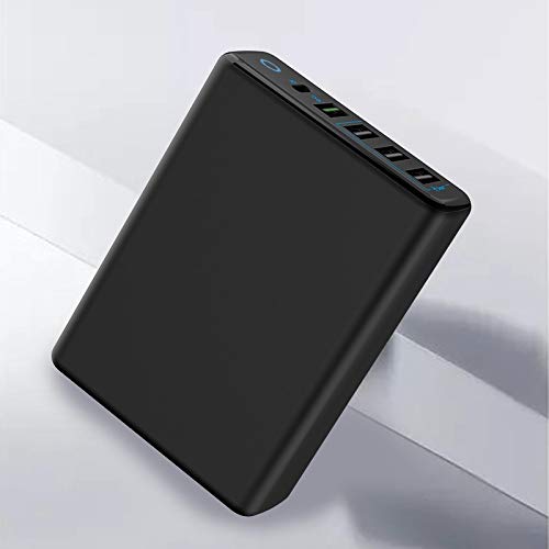 [Australia - AusPower] - Glacier Bear USB C Charging Station, 60W 5 Port USB Charger with 18W USB C Power Delivery Port, Quick Charge 3.0 & PD, 5 Ft Extension Cord, Compatible with iPhone,iPad, Galaxy, Pixel and More Black 