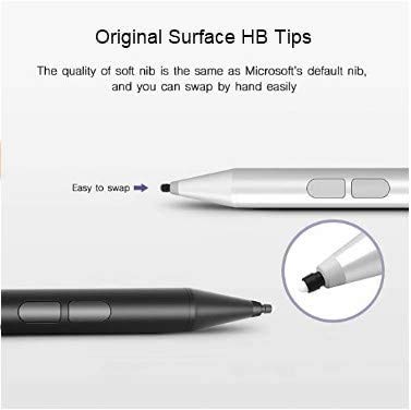 [Australia - AusPower] - GizPro Pen for Microsoft Surface, Certified Digital Stylus with Palm Rejection, 1024 Levels Pressure, Flex & Soft HB Nib, for Surface Pro/Go/Laptop/Book/Studio, Including 2 Spare Nibs & AAAA Battery 