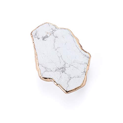[Australia - AusPower] - Howlite White Marble Gemstone Crystal Phone Grip White Turquoise Collapsible Stand Holder for Cellphone and Tablet 