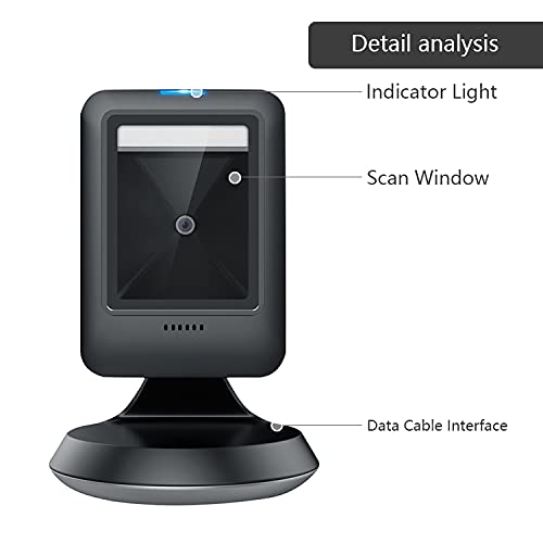 [Australia - AusPower] - MINDRFID Desktop Barcode Scanner, 1D 2D QR Omnidirectional Hands-Free USB Barcode Reader Automatic Screen Scanning for POS Supermarket Library Retail Store 