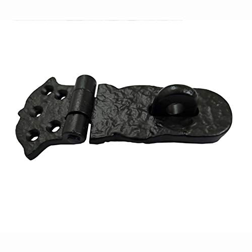 [Australia - AusPower] - Adonai Hardware"Paran" Heavy Duty Antique Cast Iron Safety Locking Hasp and Staple(4" x 2 Pack, Matte Black) for Vintage Pirates Treasure Chest, Trunks, Wooden Jewelry Box, Cases, Furniture and Sheds 4 Inch x 2 Pack Matte Black Powder Coated 