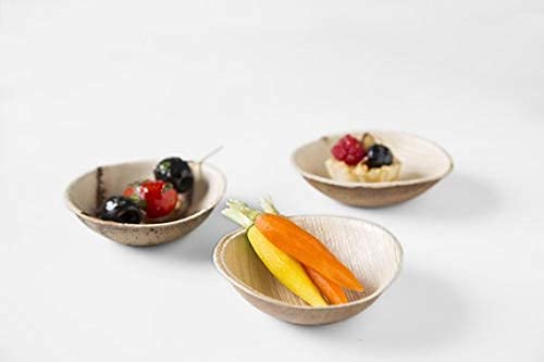 [Australia - AusPower] - Charity Leaf Disposable Palm Leaf Like Bamboo Round Mini Bowl | All Natural and Biodegradable | Charcuterie Boards, BBQs, and Parties | Pack of 25 Bowls (3.5" inch & 2.5 Oz) 3.5 Inch 