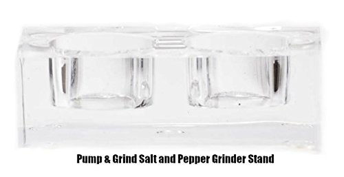 [Australia - AusPower] - Modern Push Button Salt and Pepper Grinder Set, Grind Gourmet Pump and Grind Sea Salt and Pepper Mill Set with Stand, Refillable Grinder 