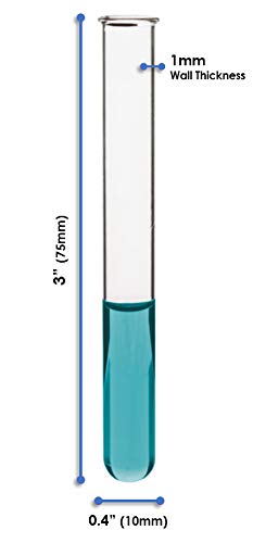 [Australia - AusPower] - 48PK Test Tubes, 3ml - Borosilicate 3.3 Glass - 1mm Thick Walls, Beaded Rim - Superior Heat & Chemical Durability - 3" Tall, 0.4" Diameter - Eisco Labs Blank Tube 