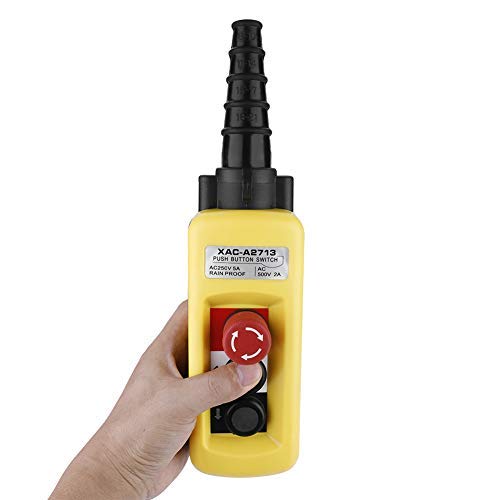 [Australia - AusPower] - Crane Hoist Control, XAC A2713 Crane Chain Hoist Push Button Switch Lifting Pendant Controller with Emergency Stop 