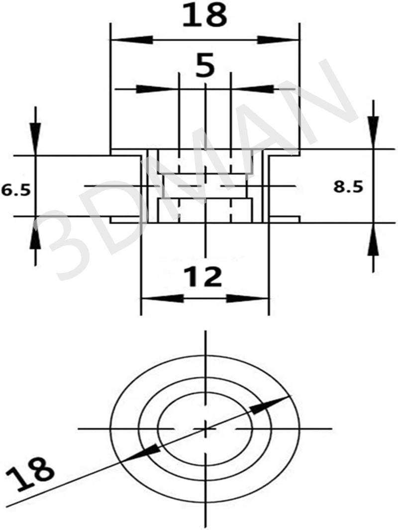 [Australia - AusPower] - 3Dman GT2 20 Toothless Bore 5mm Aluminum Timing Belt Idler Pulley for 6mm Width 3D Printers (10pcs) 20Toothless 5mm Bore 
