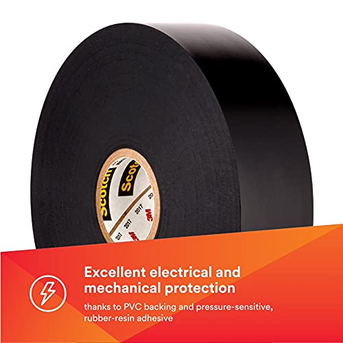 [Australia - AusPower] - Scotch Vinyl Electrical Tape Super 88, 2 in x 36 yd, Black, 1 Roll, Premium Grade, Rubber Resin Adhesive, PVC Backing, All-Season Heavy Duty Electric Tape 