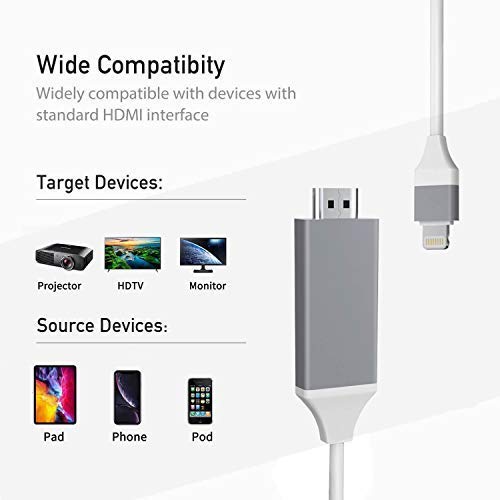 [Australia - AusPower] - [Upgraded] Lightning to HDMI Adapter, Apple MFi Certified 1080P HDTV Cable Adapter Compatible with iPhone,iPad Digital AV Sync Screen Connector on HD TV Monitor Projector-NO Need Power Supply (White) White 