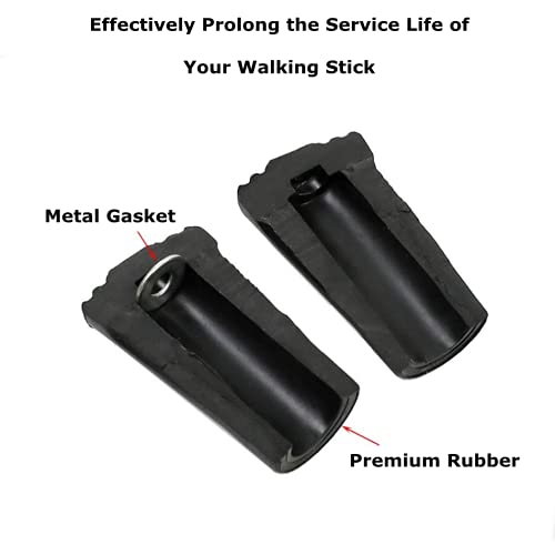 [Australia - AusPower] - Walking Stick Tips Rubber 4pcs Trekking Pole Tips Replacement- Rubber Feet for Hiking Poles, Walking Sticks, Trekking Poles | Rubber Tip for Walking Sticks Hiking Trekking Poles Boot Tips Rubber Feet 
