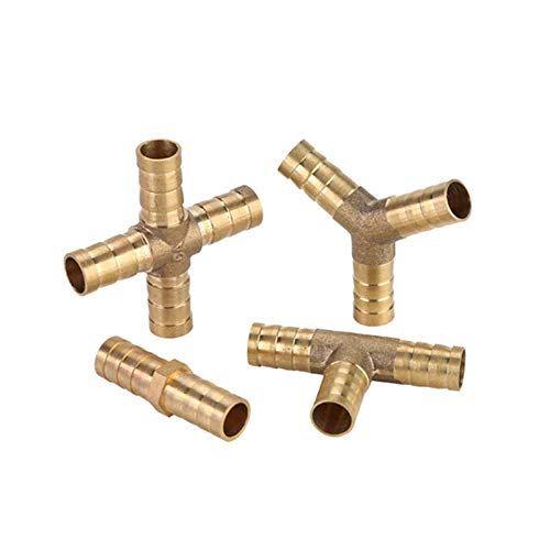 [Australia - AusPower] - 10Pcs Brass Hose Barb 1/2" 1/4" 3/8" 5/16" Reducer Barbed Splicer Mender Joiner Fitting Fuel/Air/Water/Boat/Gas/Oil WOG 1/4inch 4 way 