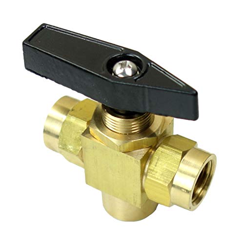 [Australia - AusPower] - HongBoW Brass Instrument 3 Way Ball Valve L Port Panel Mounted (1/4" NPT) 1/4" NPT 
