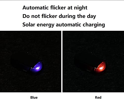 [Australia - AusPower] - 2pcs Car Solar Power Simulated Dummy Alarm Warning System Vehicle Anti-Theft LED Flashing Security Light Fake Lamp with USB Charger Port (Blue + Red) 