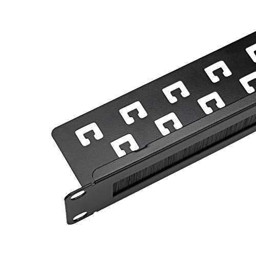 [Australia - AusPower] - NavePoint 1U Rack Mount Cable Management Panel with Tidy Brush Slot for Cable Entry for 19-Inch Rack Or Cabinet Black 