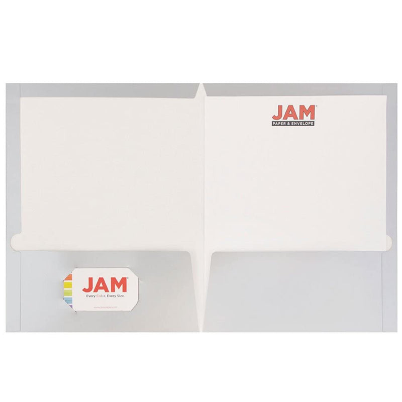 [Australia - AusPower] - JAM PAPER Laminated Two Pocket Glossy School Folders - Letter Size - High Gloss Silver - 6/Pack Pack of 6 Folders 