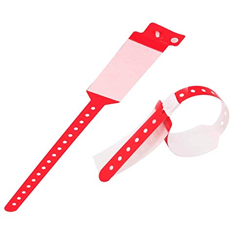 [Australia - AusPower] - Wristall Hospital Identification Bands, Medical Adult-Sized Shield Wristband, Waterproof Patient Wristbands, Plastic Disposable Hospital ID Wristband (Red, 250) Red 