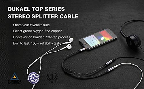 [Australia - AusPower] - DUKABEL Long Headphone Splitter (4ft / 1.2m) Shielded 4-Pole TRRS 3.5 Y Splitter Cable 2-Way Female to Male Headphone Adapter Stereo Audio/Crystal-Nylon Braided / 24K Gold Plated / 99.99% 4N OFC 48inch / 120cm 