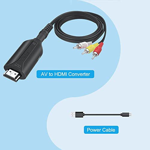 [Australia - AusPower] - Composite AV/RCA CVBS to HDMI Cable Adapter (Male) 1080P Video Audio Converter Mini AV2HDMI Adapter Converter Box PAL/NTSC for TV/PC/ PS3/ STB/Xbox HDTV Projector 