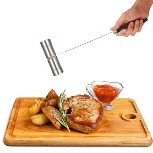 [Australia - AusPower] - Jim Beam Stainless Steel Salt and Pepper Shaker with Long, Soft Grip Handles, Large, Silver 
